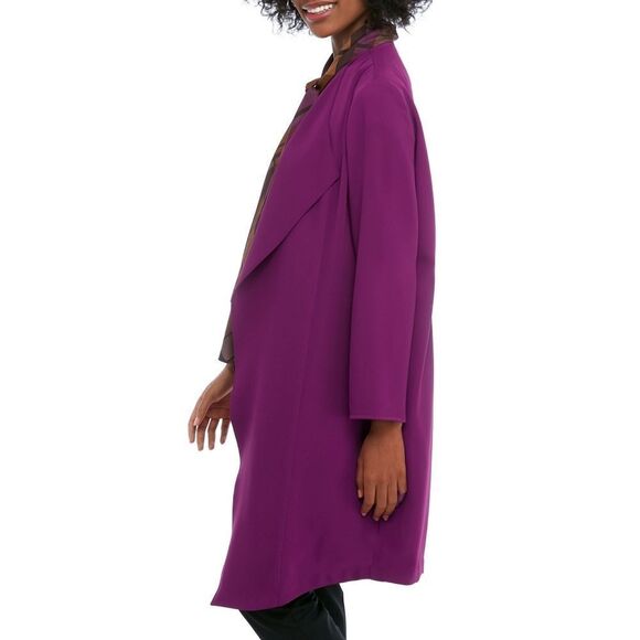 New! NINE WEST Draped Long Women's Soft Duster Jacket Color Wild Plum Size Small - Picture 5 of 5